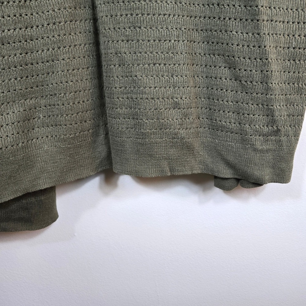 Alfani Womens Olive Green Boho Open Front Short Sleeve Knit Duster XL Minimalist - Picture 6 of 7